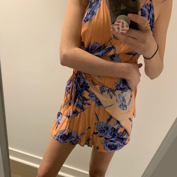 Here Comes the Sun peach and blue romper/dress - Picture 4 of 11